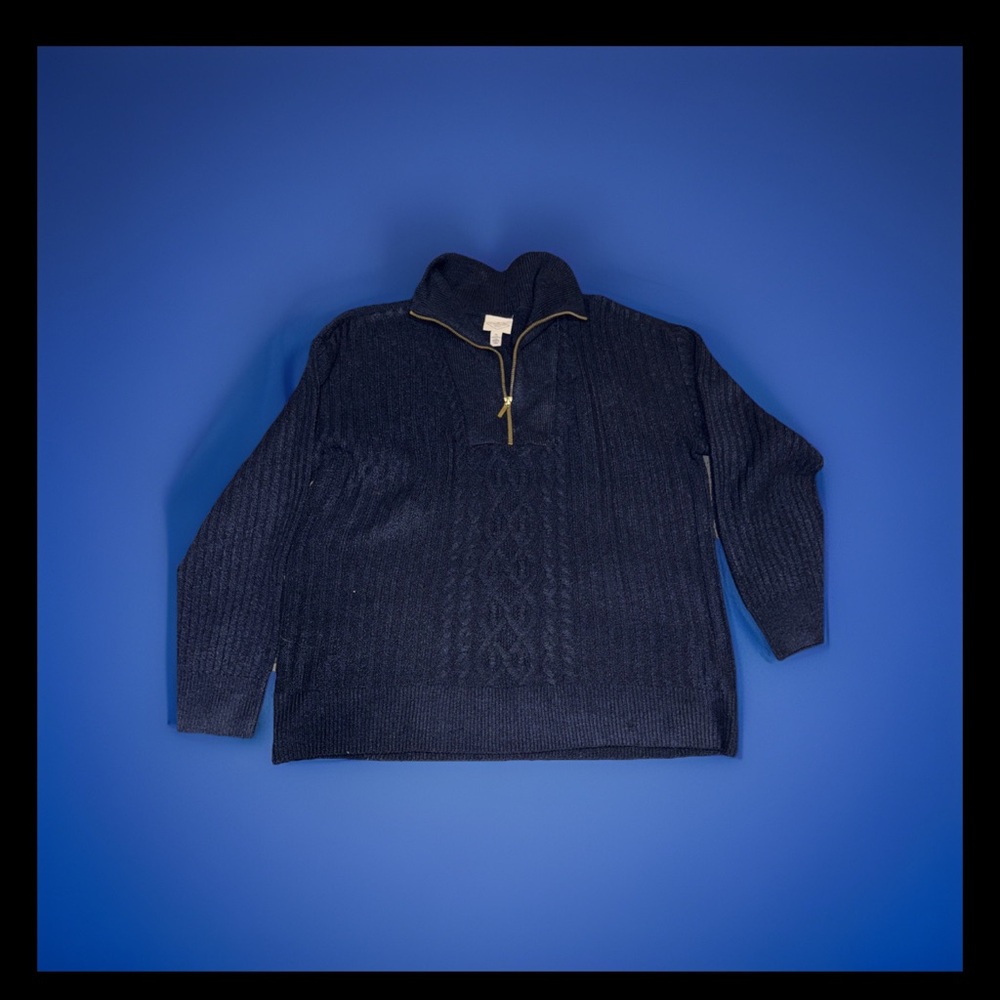 St. John's Bay Blue Zip Up Sweater Classic Design 051